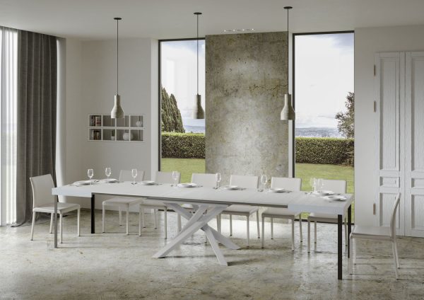 Tavolo allungabile 90x120/380 cm Volantis Bianco Frassino telaio Bianco - immagine 5