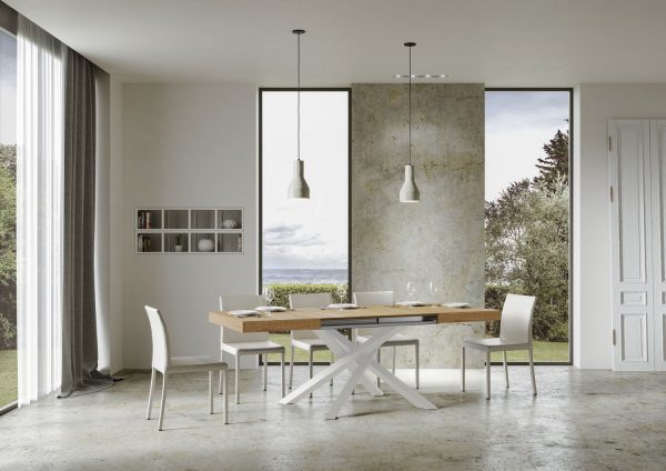 Tavolo allungabile 90x130/234 cm Volantis Quercia Natura telaio Bianco - immagine 4