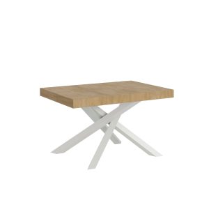 Tavolo allungabile 90x140/400 cm Volantis Premium Quercia Natura telaio Bianco