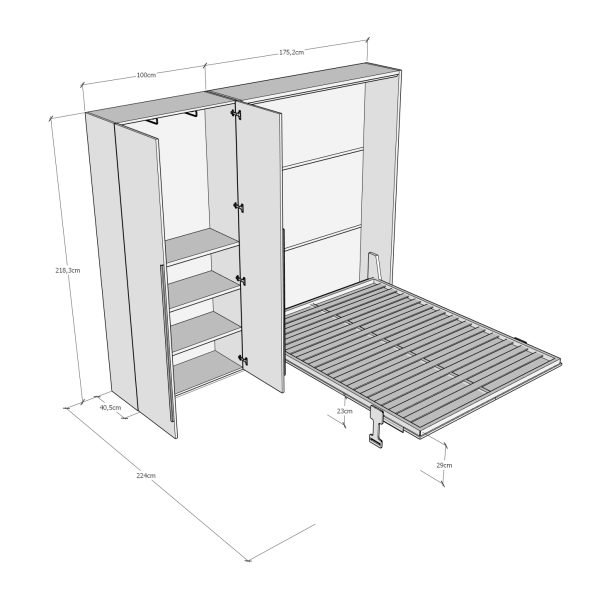 Letto matrimoniale verticale a scomparsa Versia 160 con armadio dx 2 ante Bianco - immagine 4