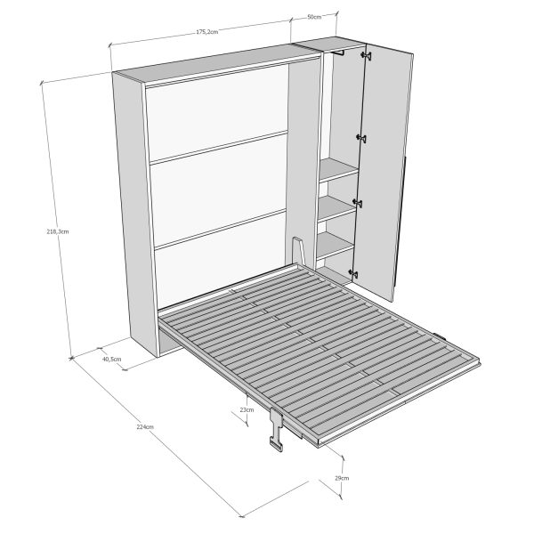 Letto matrimoniale verticale a scomparsa Versia 160 con armadio 1 anta sx Bianco - immagine 4