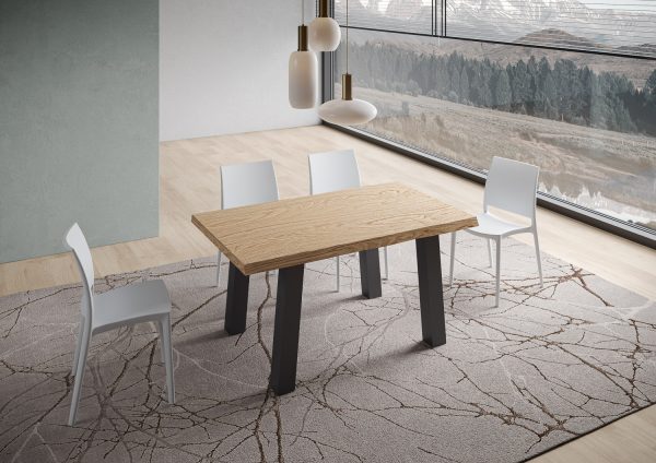 Tavolo fisso 90x160 cm Svalen scortecciato rovere gambe antracite - immagine 2
